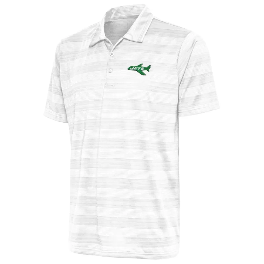 New York Jets Polos^Men's Antigua White Team Logo Throwback Compass Polo