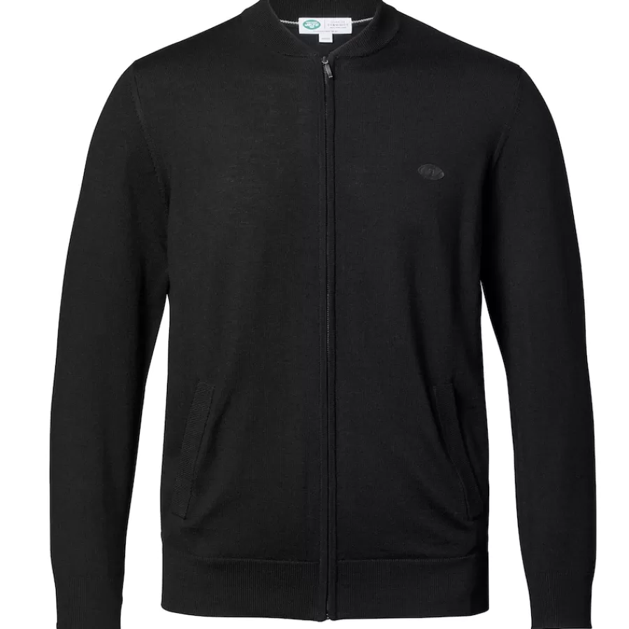 New York Jets Sweaters & Dress Shirts | Sweatshirts & Fleece^Men's Charles Tyrwhitt Black Merino Full-Zip Sweater