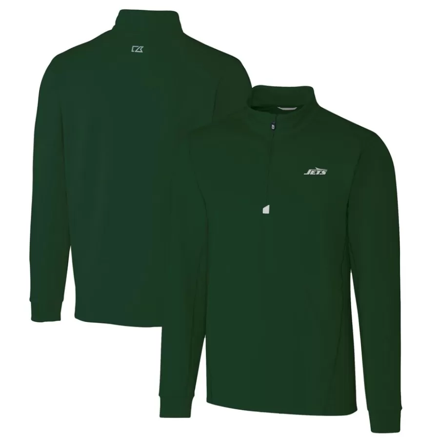 New York Jets Jackets | Sweatshirts & Fleece^Men's Cutter & Buck Hunter Green Primary Logo Traverse Stretch Quarter-Zip Top