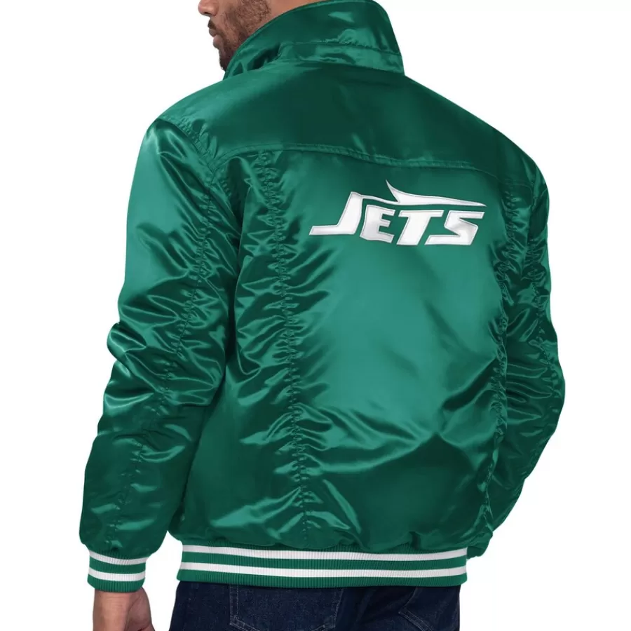New York Jets Jackets^Men's Levi’s X Starter Green Silver Tab Trucker Full-Snap Jacket