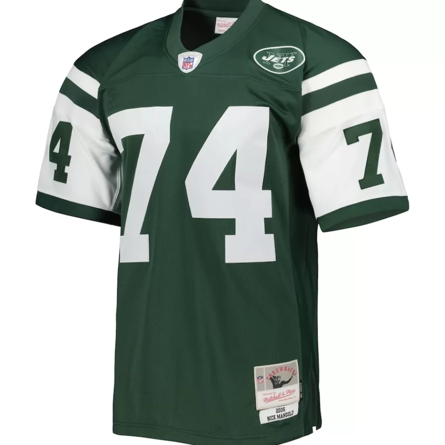 New York Jets Replica | Throwback^Men's Mitchell & Ness Nick Mangold Green Legacy Replica Jersey