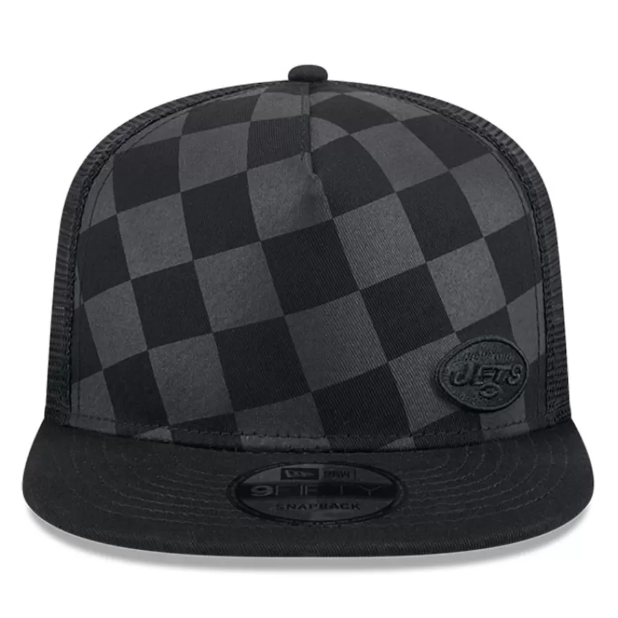 New York Jets Snapback^Men's New Era Black Check Mate 9FIFTY Trucker Snapback Hat