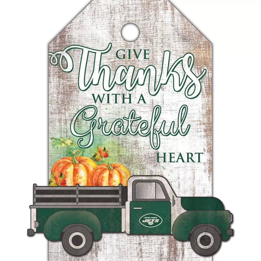 New York Jets Holiday Items | Holiday Decorations^ 11'' X 19'' Gift Tag Truck Sign