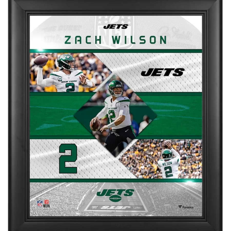 New York Jets Photos^Zach Wilson Framed 15" X 17" Stitched Stars Collage